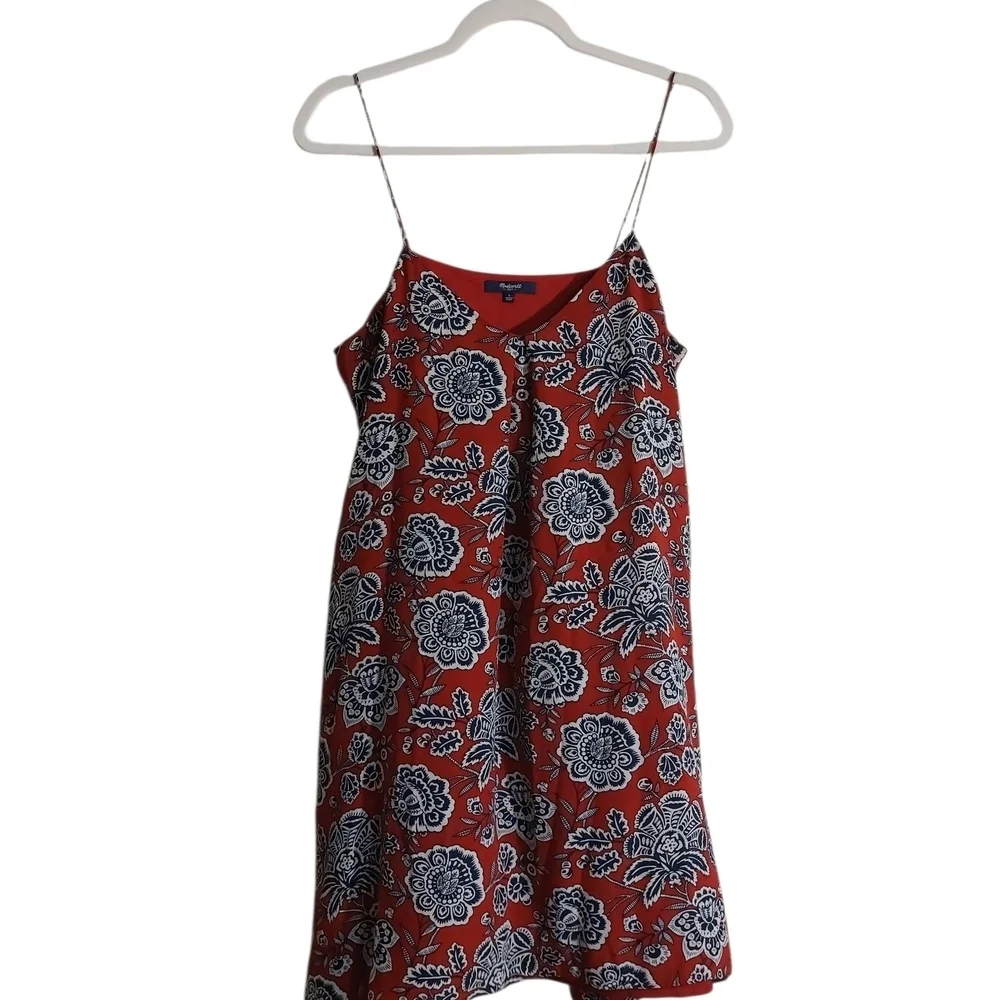 Madewell Red and Blue Spaghetti Strap Mini Sundress